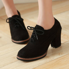 Women's Lace-Up Block Heel Pumps Comfortable Closed Toe Oktoberfest Dress Shoes