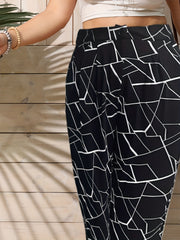 Random Print High Rise Straight Leg Suit Pants