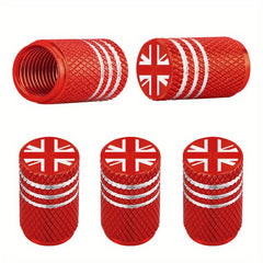 Set of 5 Metal Gasket Tire Valve Stems & Caps - British Standard