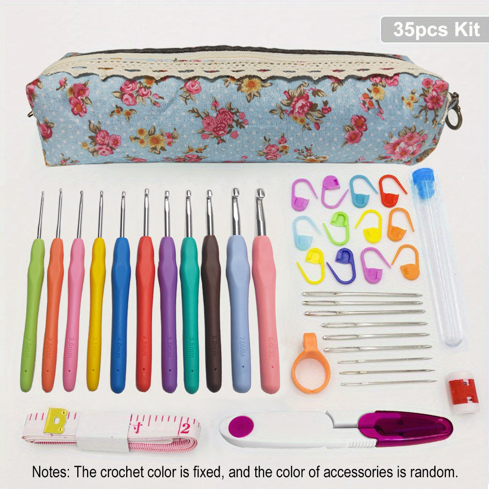 30pcs 35pcs Crochet Hooks Set Ergonomic Knitting Crochet Supplies
