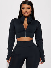 Long Sleeve Yoga Jacket High Stretch Fitness Crop Jacket Women's Activewear