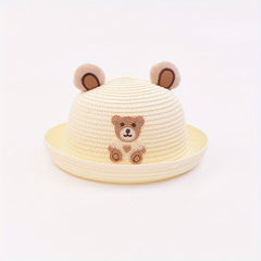 Bear Straw Hat Sun Protection for Outdoor Traveling Beach Party Boys Girls