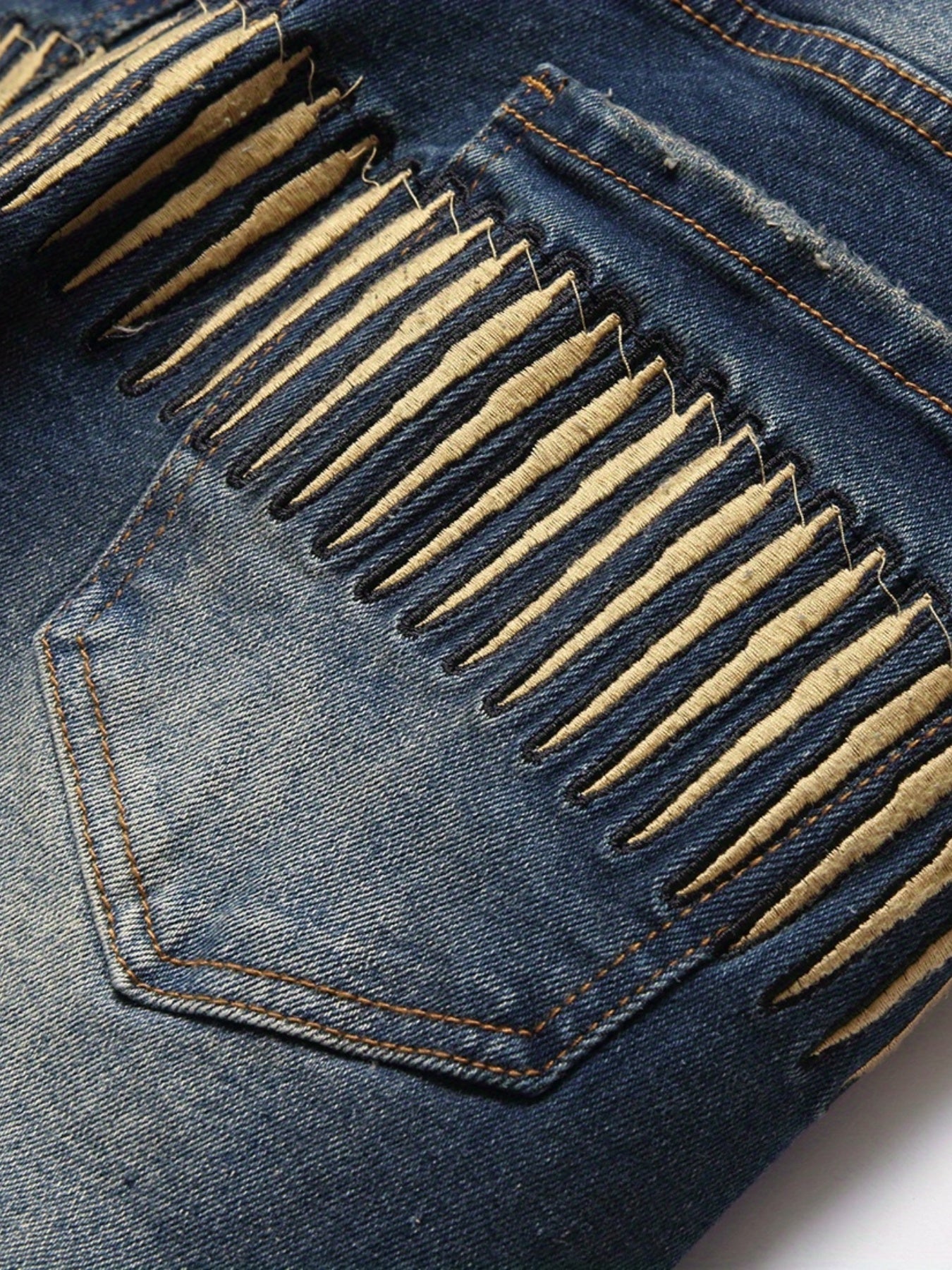 Men's Casual Slim Fit Stretch Denim Jeans with Butterfly Print