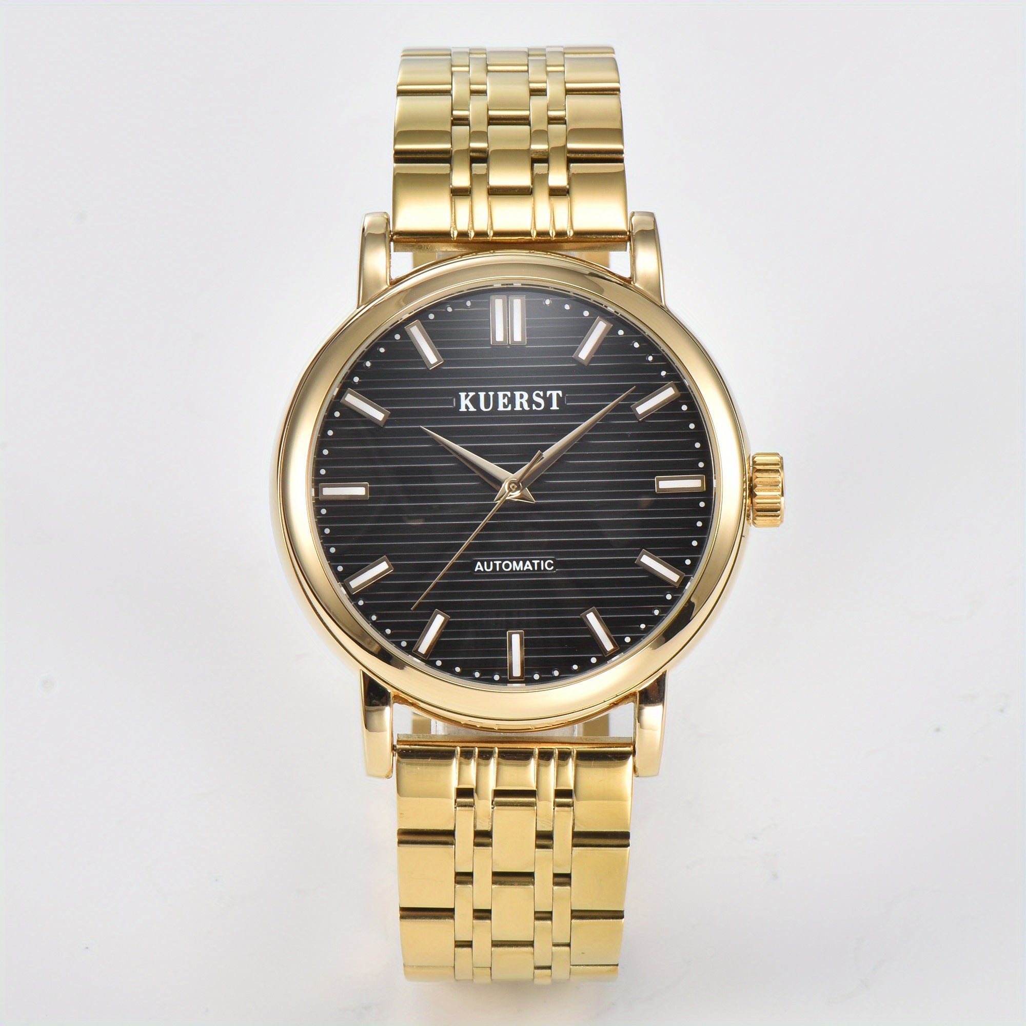 KUERST Men's Steel Belt Automatic Mechanical Watch Night Light Classic Watches