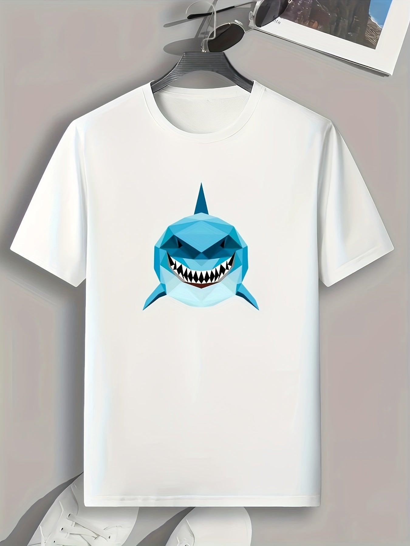 Shark Print Men's Graphic T shirt Casual Comfy Tees For Summer