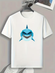 Shark Print Men's Graphic T shirt Casual Comfy Tees For Summer