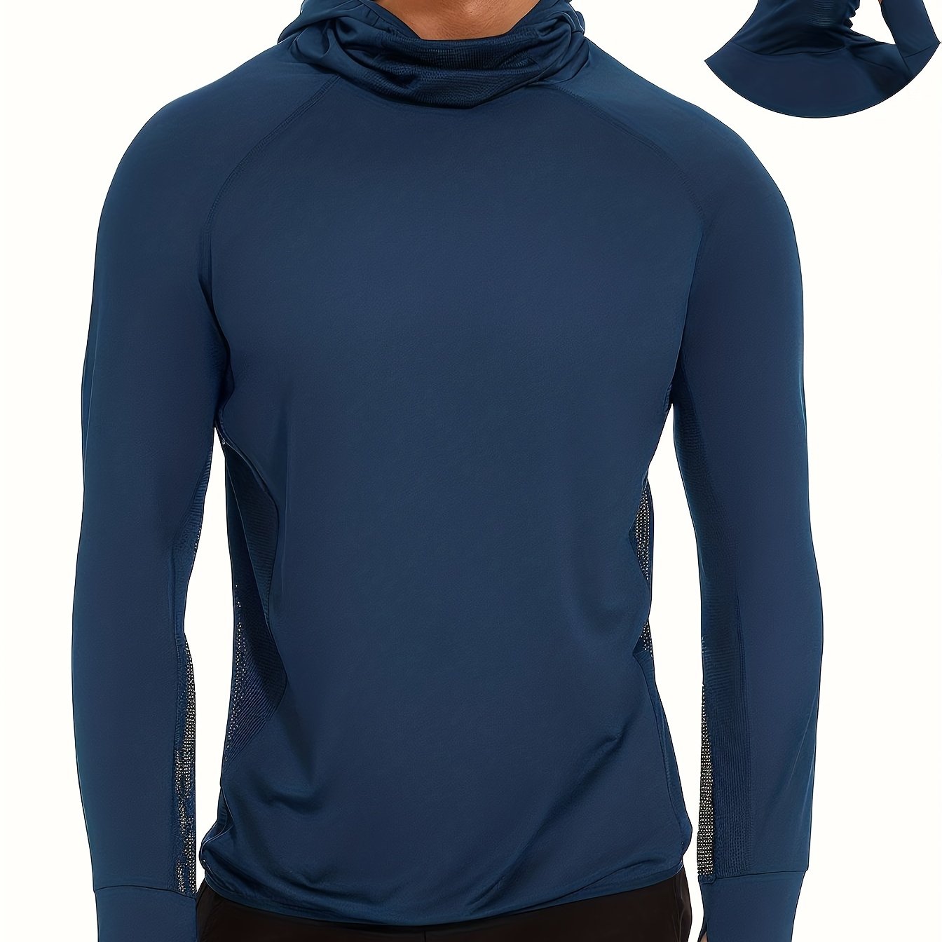 Men's Long Sleeved Hooded Sport Shirt Sunscreen Quick Drying Athletic Suit