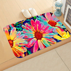 Vintage Flower Printed Kitchen Rug Non Slip Stain Resistant