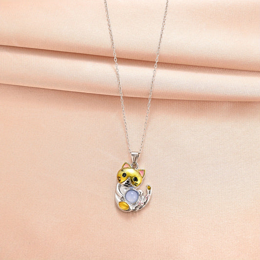 Yellow Cat Necklace Men And Women Banquet Jewelry Couple