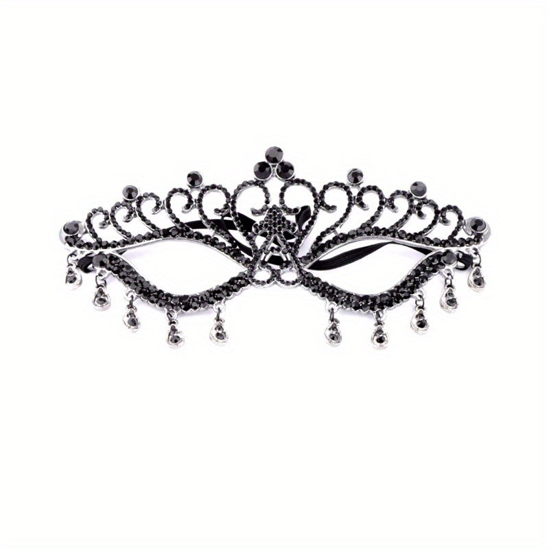 Bridal Dance Mask Headdress Wedding Decor Rhinestone Tassel Face Cover