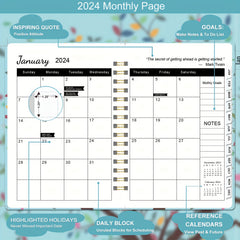 1pc Planner Weekly And Monthly Planner Yearly Spiral Bound Hardcover