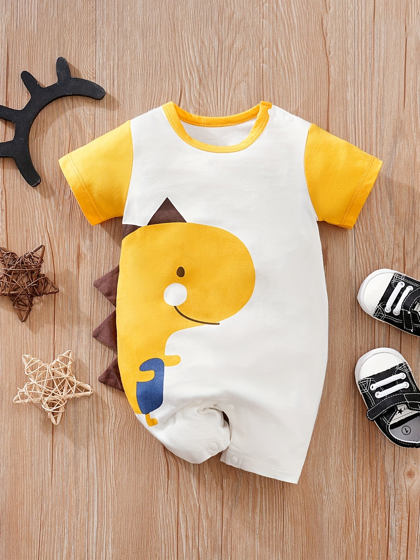 Baby Boy's Cotton Jumpsuit Crocodile Print