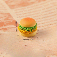 3pcs Resin Hamburger Keychains DIY Crafts Baker Simul