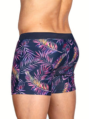 Leaves Print Quick drying Drawstring Men's Swim Trunks
