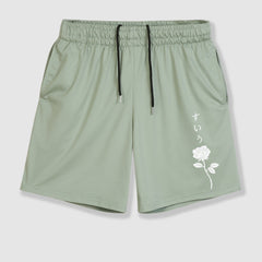 Men's Rose Print Drawstring Shorts with Pockets