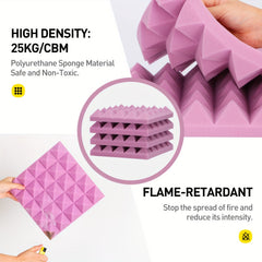 24pcs Pyramid Sound Absorbing Cotton Purple High Density Fireproof Material