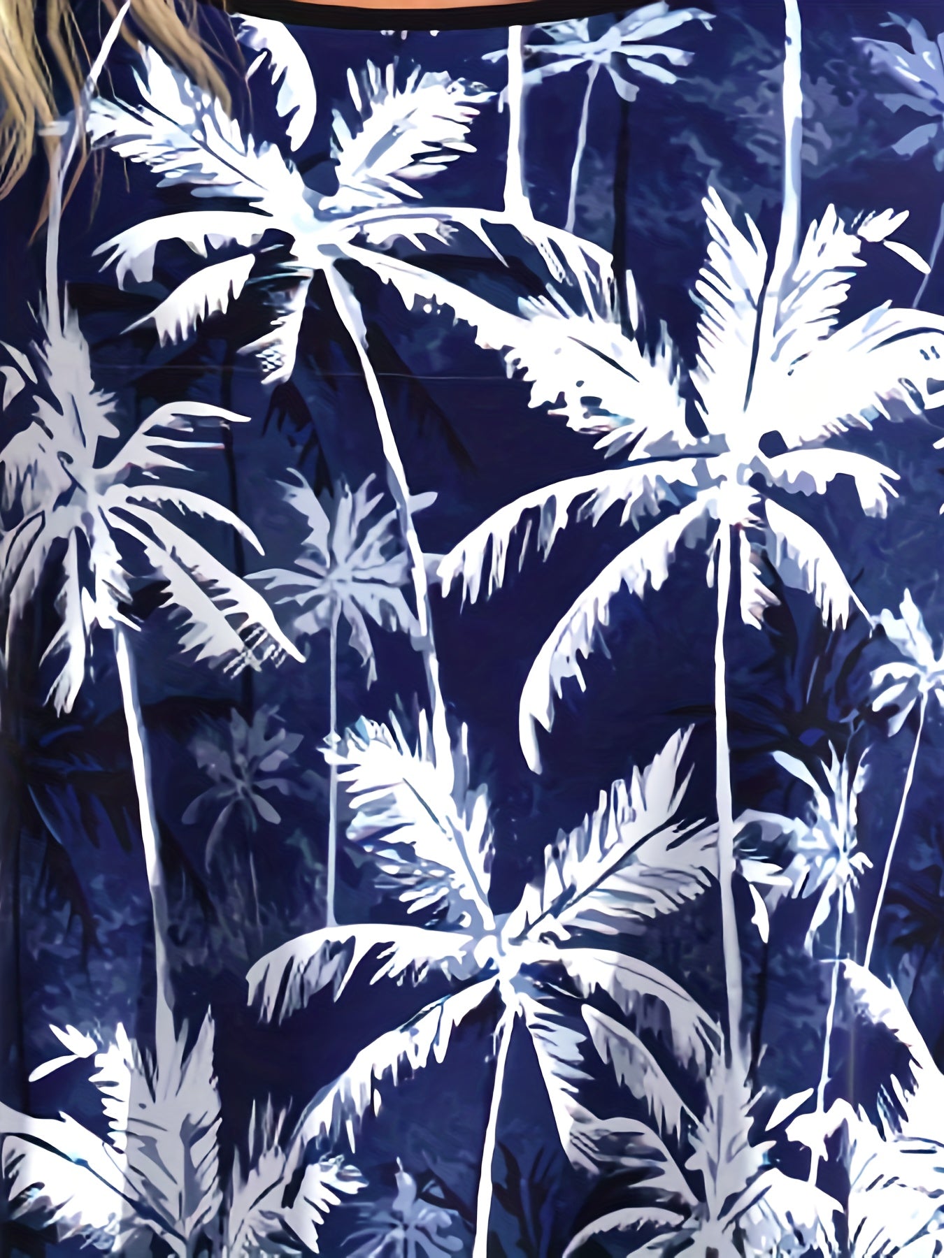 Coconut Tree Print Tankini Set Plus Size Women's Cami Top & Shorts