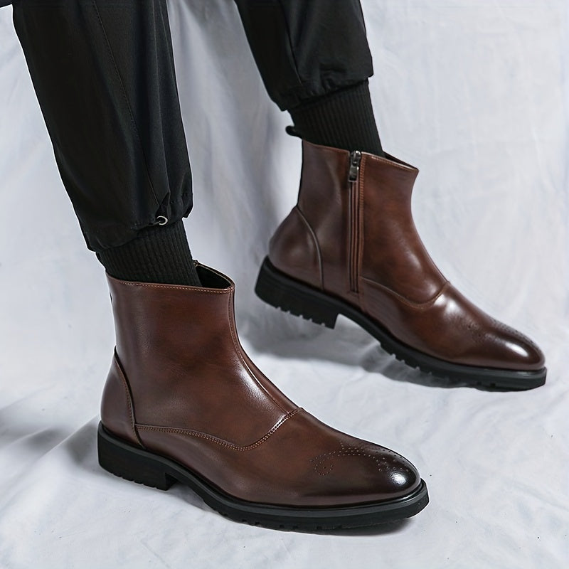 Men's High Top Zipper Boots Assorted Colors Dress Up Walking Shoes