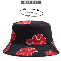 Red Clouds Print Bucket Hat Cartoon Sunscreen Fisherman Cap