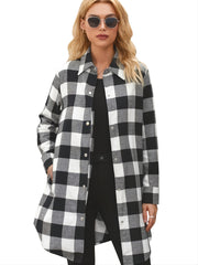 Plaid Shirt Jacket Long Sleeve Button Up Casual Shacket