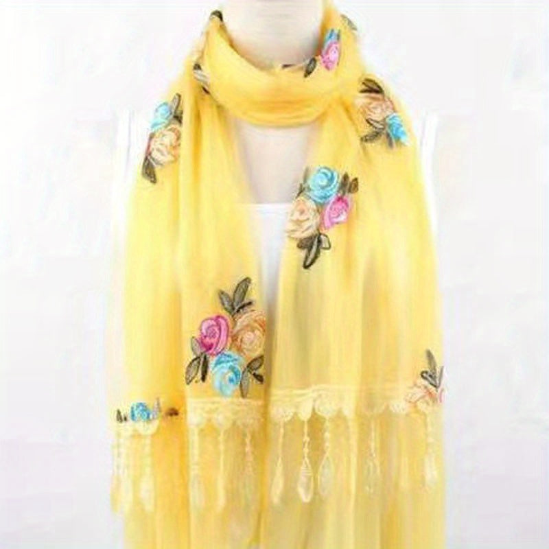 Flower Pattern Scarf Lace Shawl Wrap