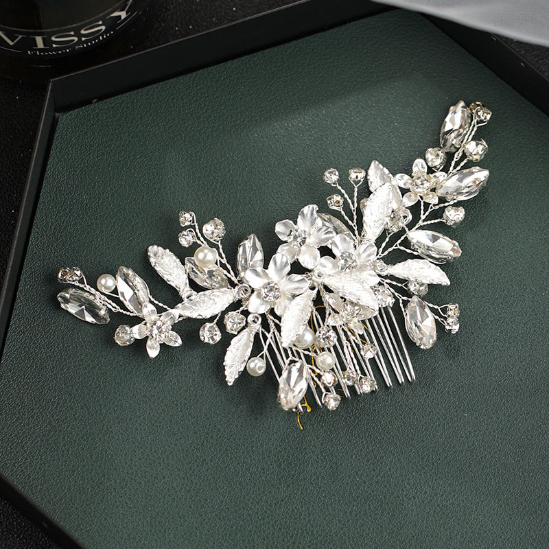 Silvery Crystal Flower Hair Comb Wedding Hair Accessories Bridal Tiara Headpiece