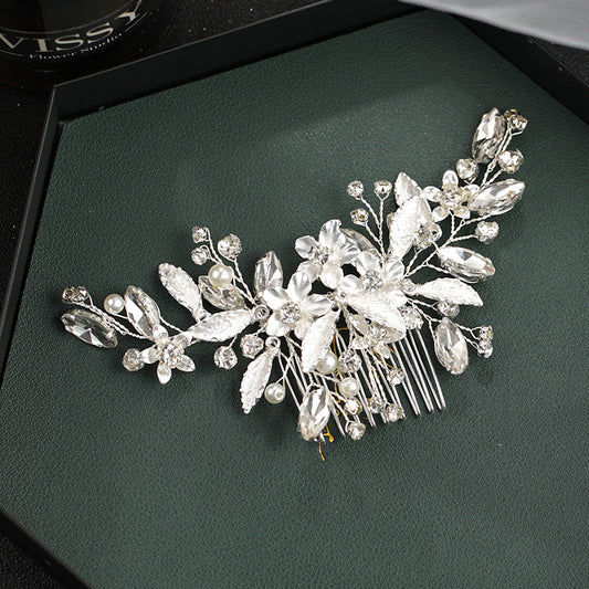 Silvery Crystal Flower Hair Comb Wedding Hair Accessories Bridal Tiara Headpiece