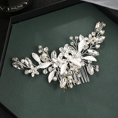 Silvery Crystal Flower Hair Comb Wedding Hair Accessories Bridal Tiara Headpiece