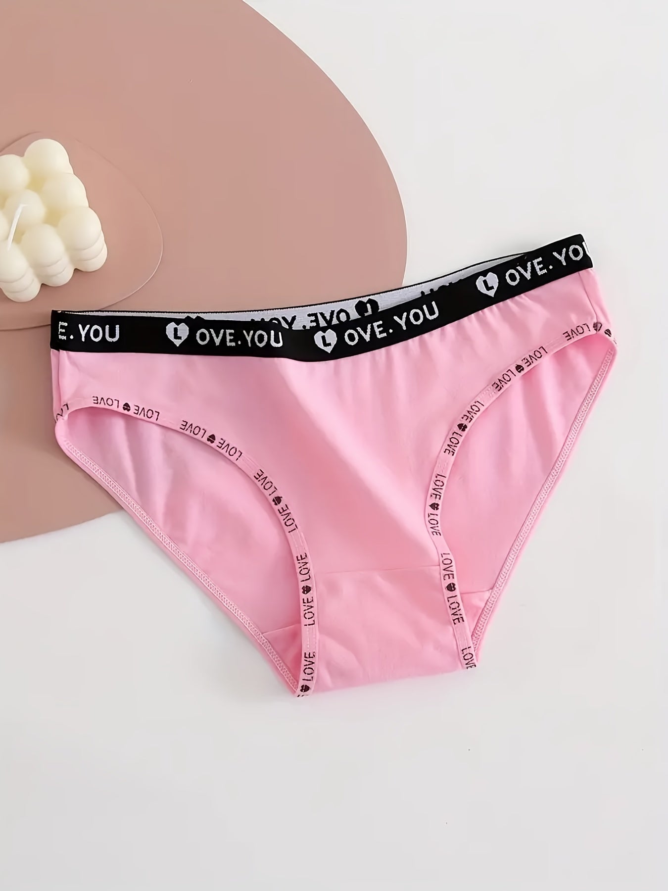 5pcs Letter Print Briefs Comfy & Breathable Stretchy Panties