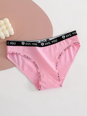 5pcs Letter Print Briefs Comfy & Breathable Stretchy Panties