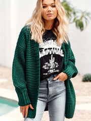 Solid Lantern Sleeve Cardigan