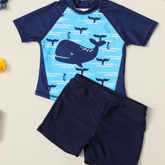 Boys Whale Swim Trunks & Tops Set for Beach Vacation