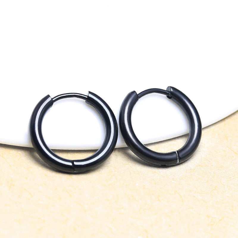 Titanium Steel Hoop Earrings Set for Men Women