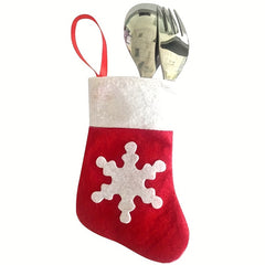 8pcs Christmas Socks and Fork Bags Santa Claus Non-Woven Socks