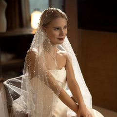 Wedding Baroque Faux Pearl Veil Accessory Long Veils With Comb 1 Tier Bride Veil