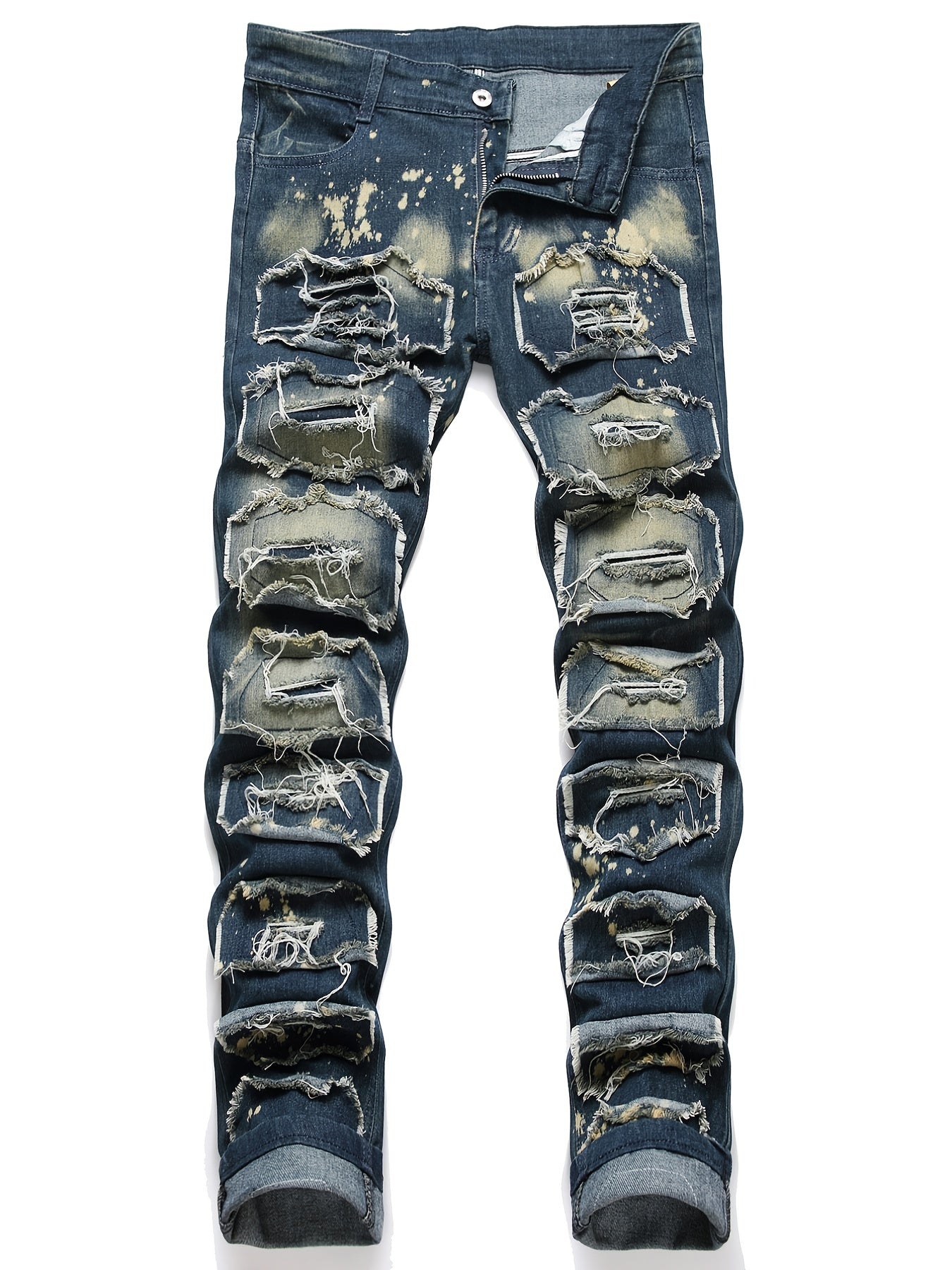 Slim Fit Tassel Decoration Jeans Men's Casual Street Style Denim Pants