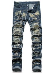Slim Fit Tassel Decoration Jeans Men's Casual Street Style Denim Pants