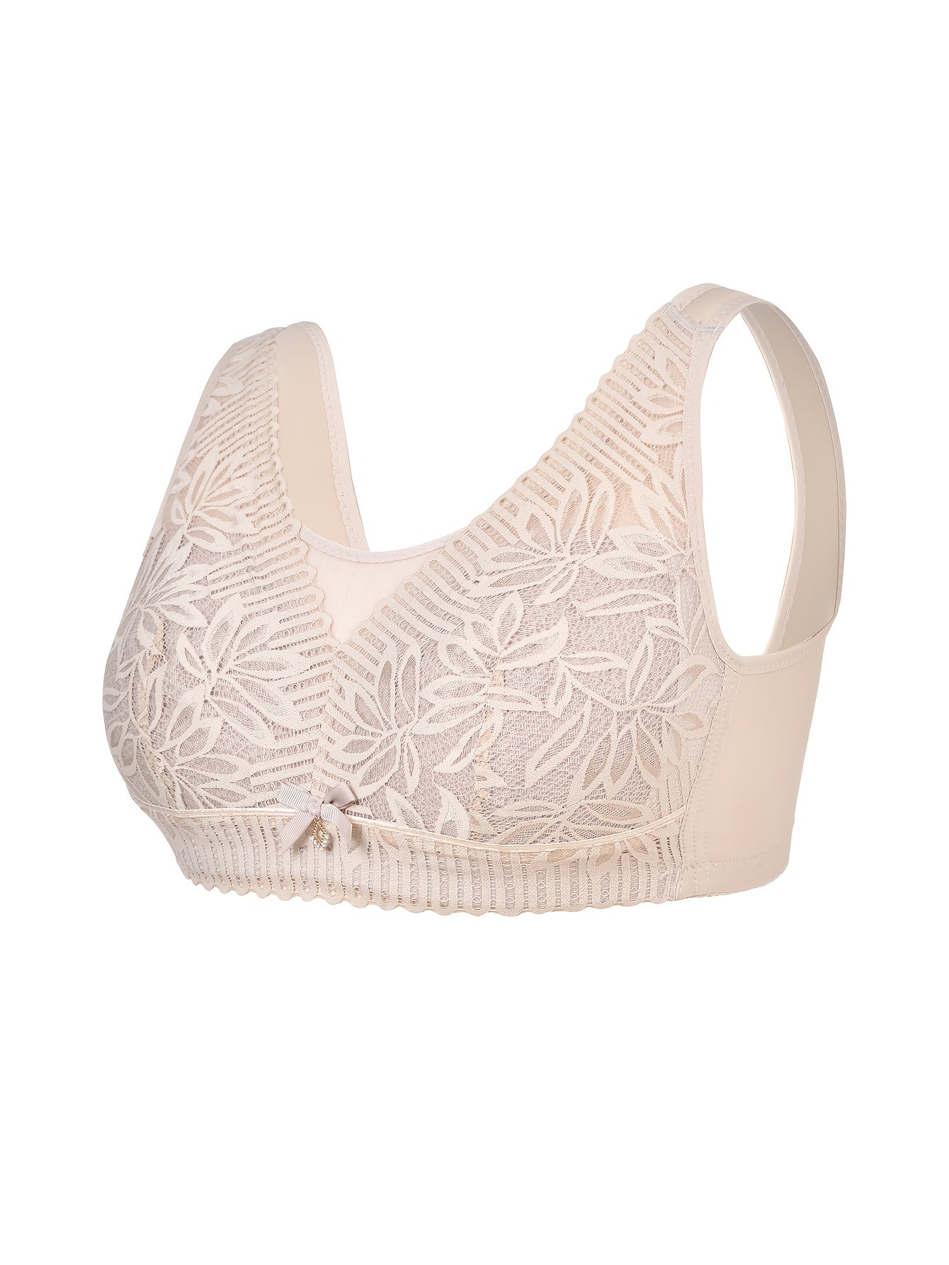 Plus Size Bra Women's Plus Floral Lace High Stretch Full Cover