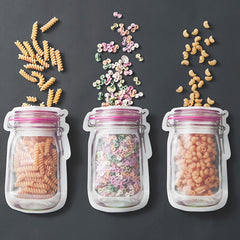 20pcs Mason Jar Bags Food Storage Reusable Zip Lock Snack Bag