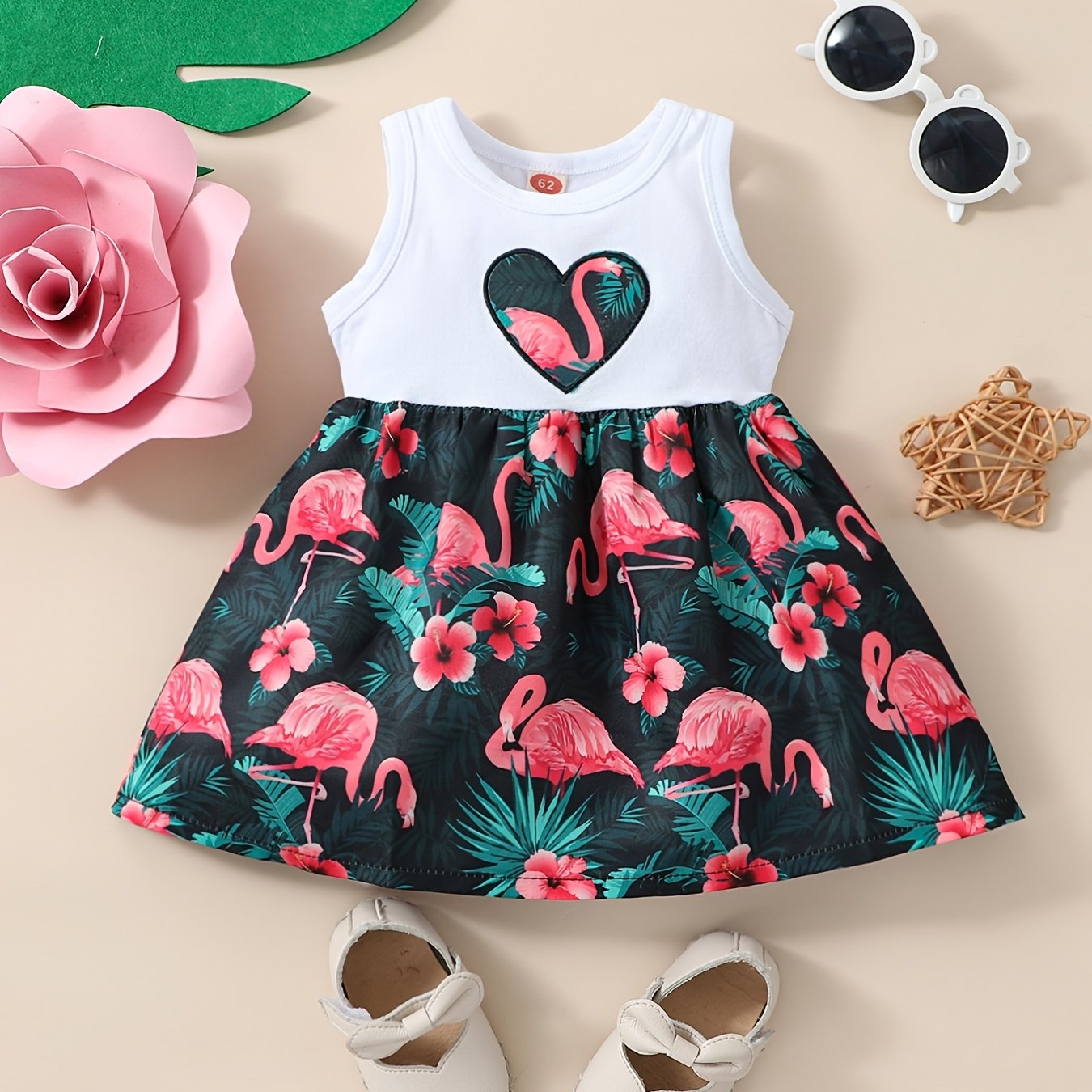 Baby Girls Flamingo Sleeveless Dress for Summer