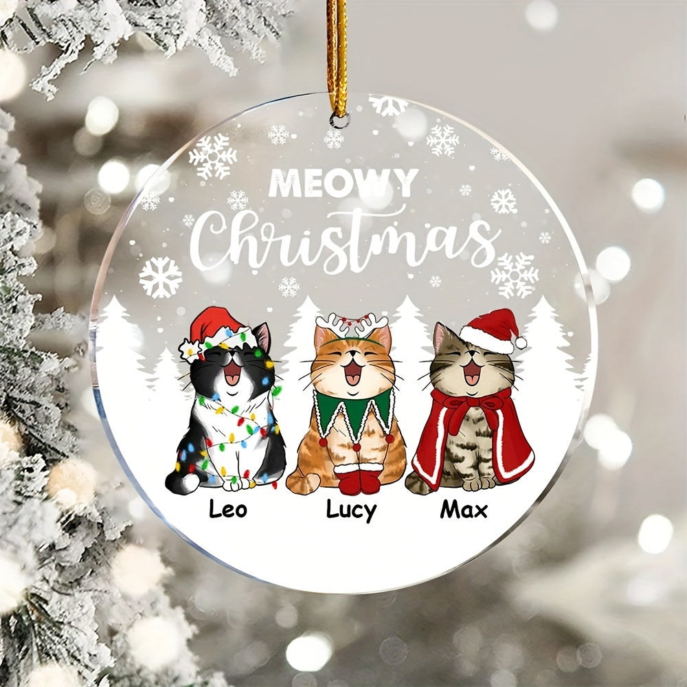 Acrylic Three Cats Christmas Tree Ornament Pendant