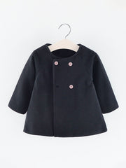 Cotton Jacket for Baby Girl 2-5 Years Double Breasted Button Winter Coat