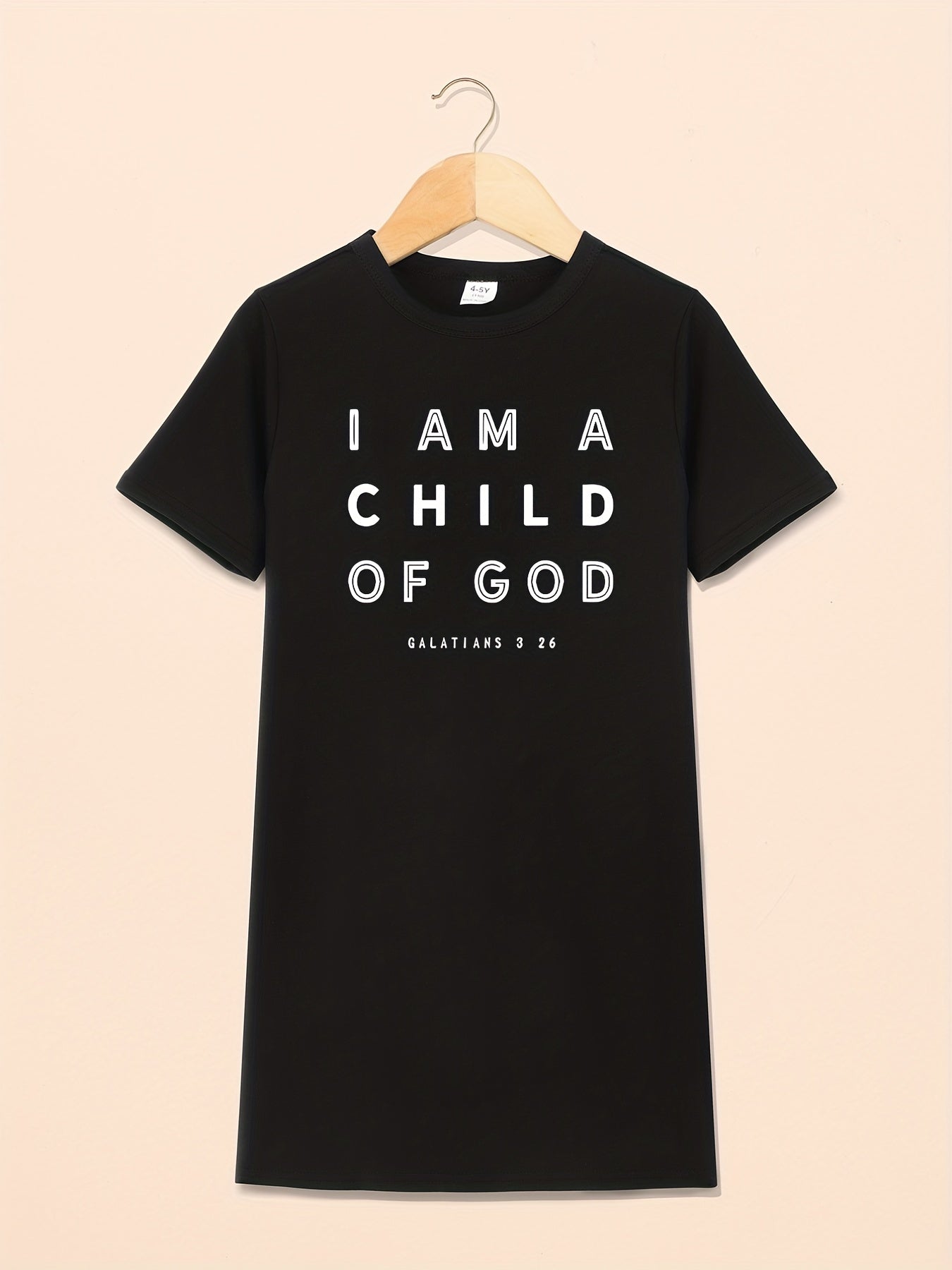 Toddler Girls Crew Neck I'm Child Of God Print T Shirt Dress Kids Summer Clothes