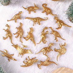 32pcs Mini Metallic Golden Dinosaur Figurine Toys Dino Party Supplies Cake