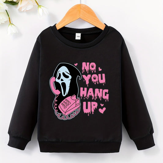 Girls' Halloween Sweatshirt Top No You Hang Up Print Round Neck