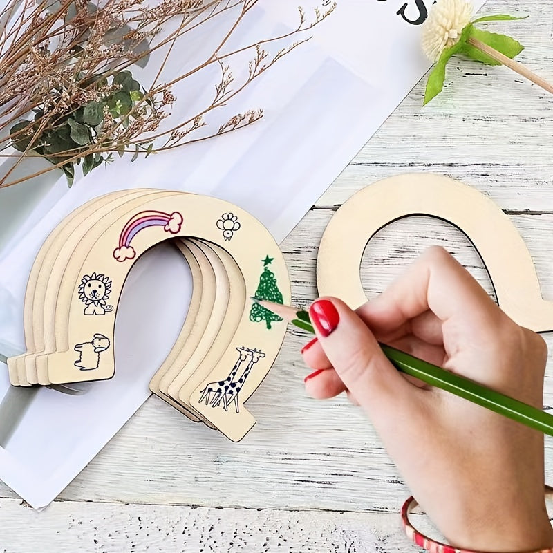 50pcs U Shaped Wood Chips DIY Wooden Pendants for Home Party Decoration