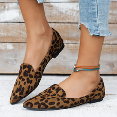Leopard Print Flat Shoes Soft Sole Slip on Loafers Lightweight Walking Shoes