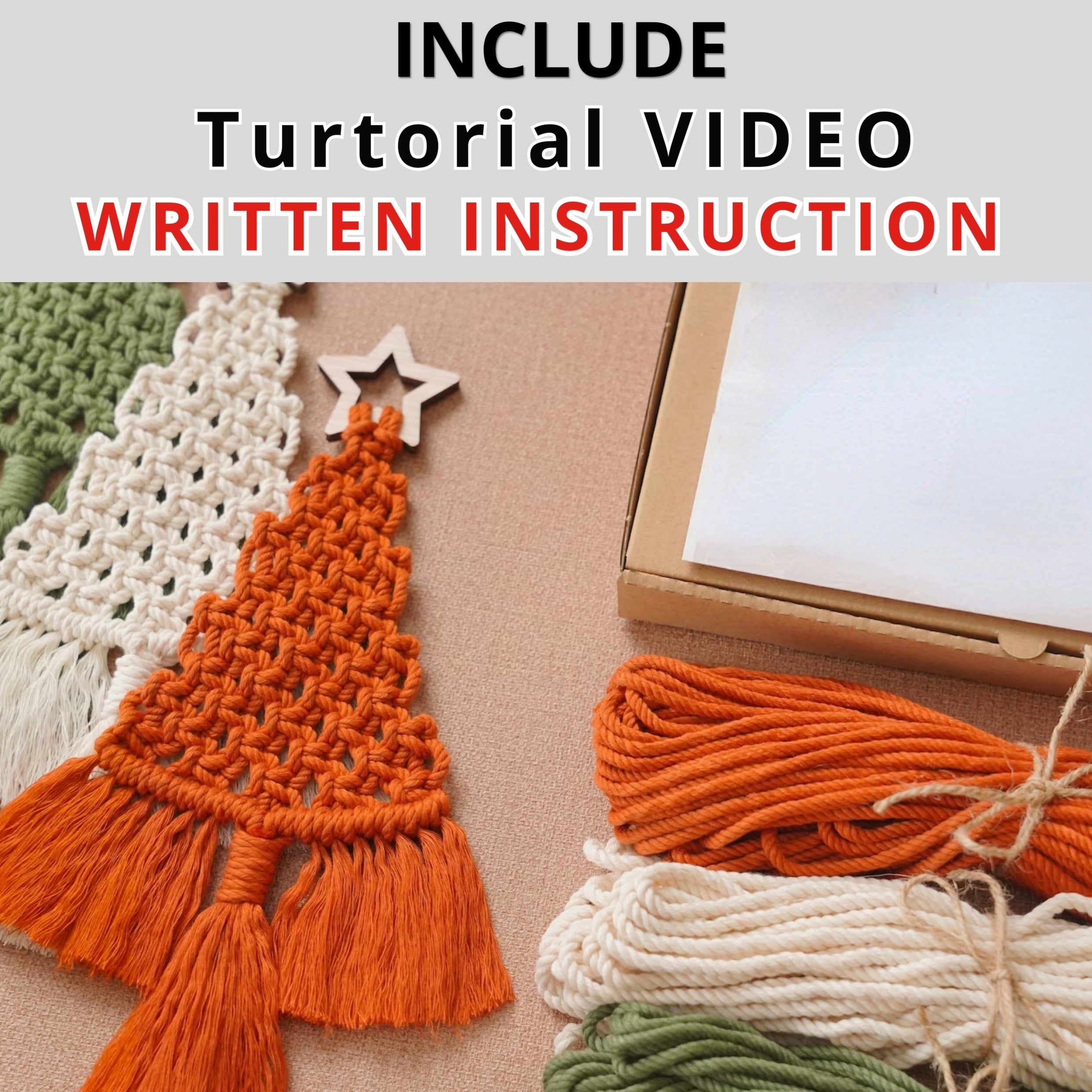 3pcs Macrame Christmas Tree DIY Kit, Perfect Gift for Friends and Family