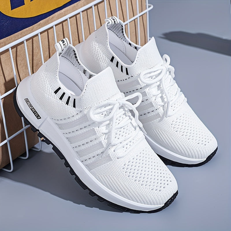 Women's Breathable Knit Platform Sneakers Casual Lace Up Outdoor Shoes