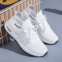 Women's Breathable Knit Platform Sneakers Casual Lace Up Outdoor Shoes